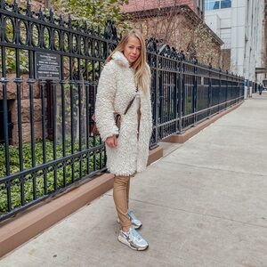 Teddy Coat in Cream Size S